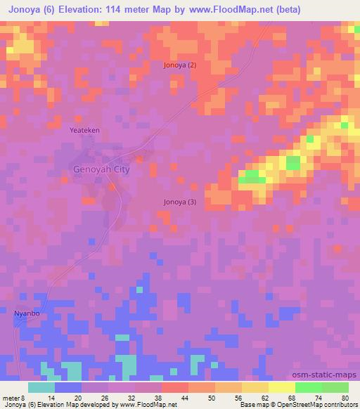 Jonoya (6),Liberia Elevation Map
