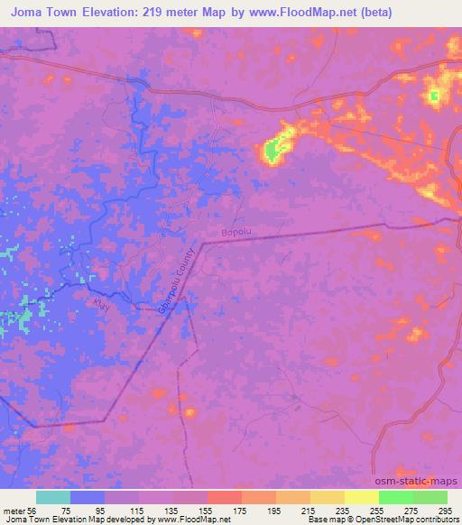 Joma Town,Liberia Elevation Map