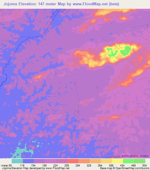 Jojoma,Liberia Elevation Map