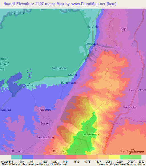 Ntandi,Uganda Elevation Map