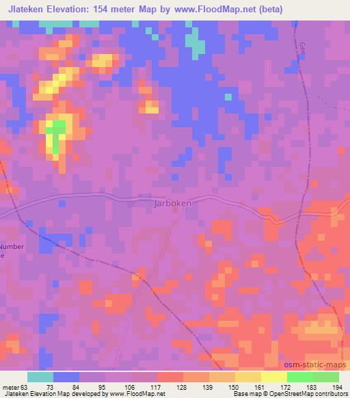 Jlateken,Liberia Elevation Map