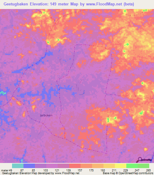 Geetugbaken,Liberia Elevation Map