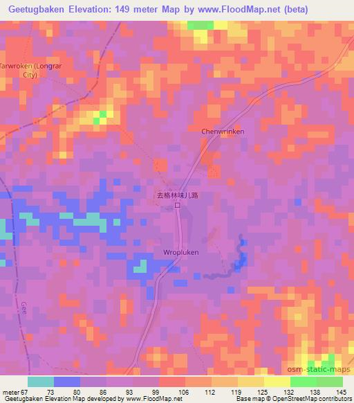 Geetugbaken,Liberia Elevation Map
