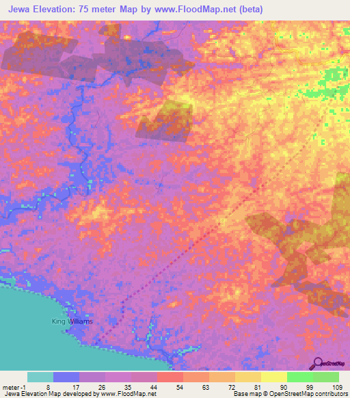 Jewa,Liberia Elevation Map