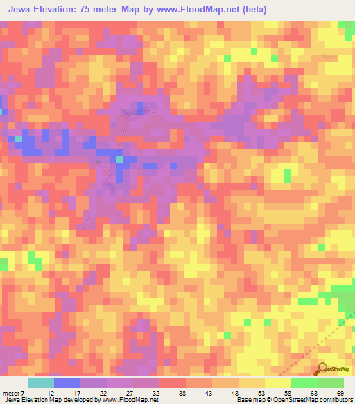 Jewa,Liberia Elevation Map
