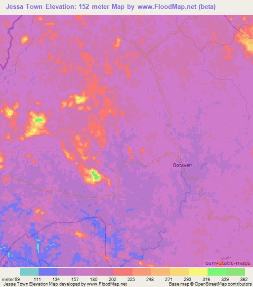 Jessa Town,Liberia Elevation Map