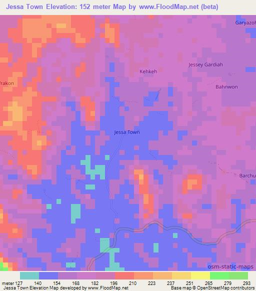 Jessa Town,Liberia Elevation Map