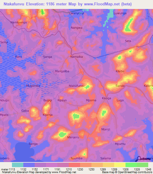 Ntakafunvu,Uganda Elevation Map