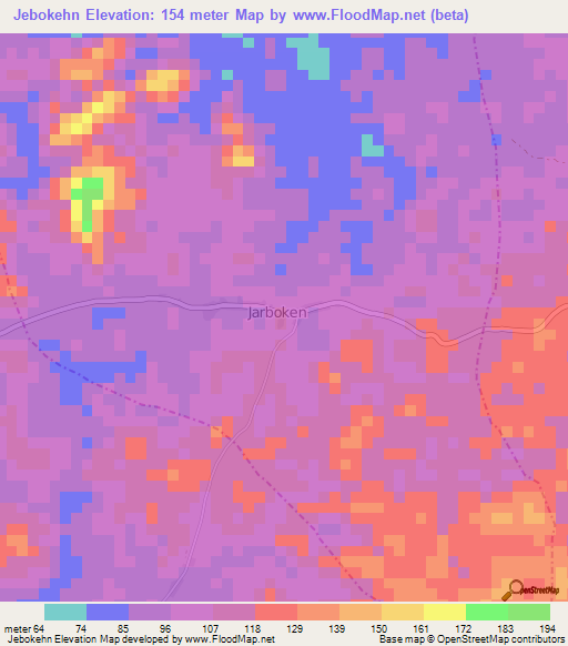 Jebokehn,Liberia Elevation Map