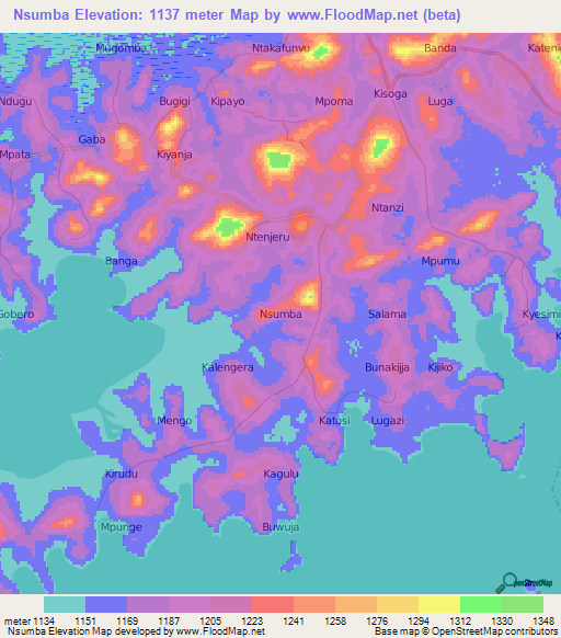 Nsumba,Uganda Elevation Map