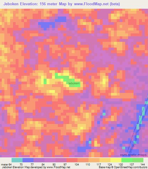 Jeboken,Liberia Elevation Map