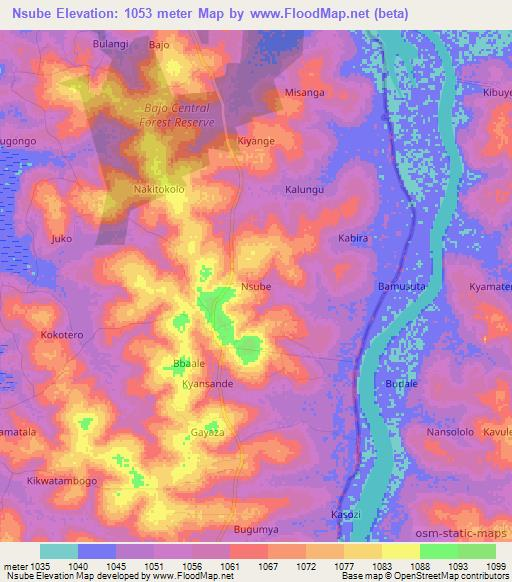 Nsube,Uganda Elevation Map
