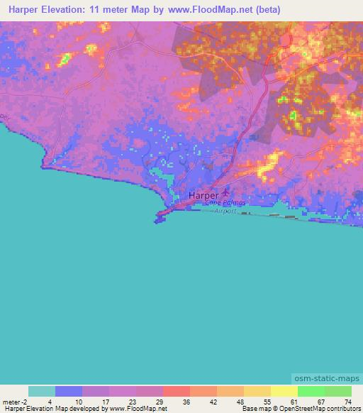 Harper,Liberia Elevation Map