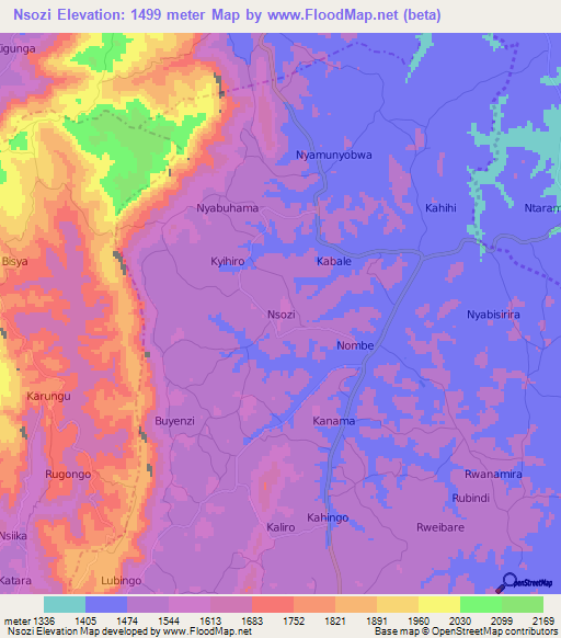Nsozi,Uganda Elevation Map