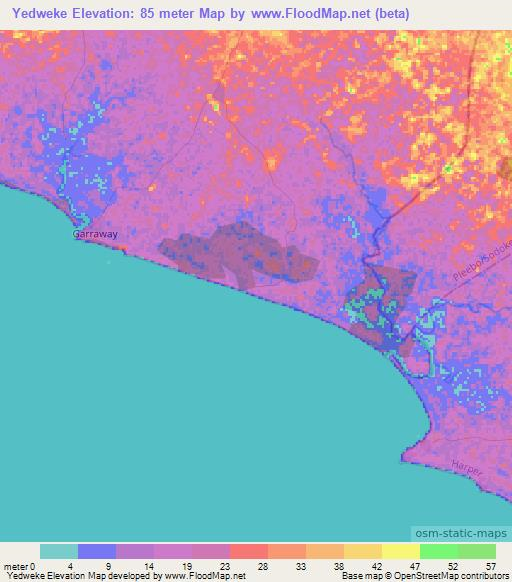 Yedweke,Liberia Elevation Map
