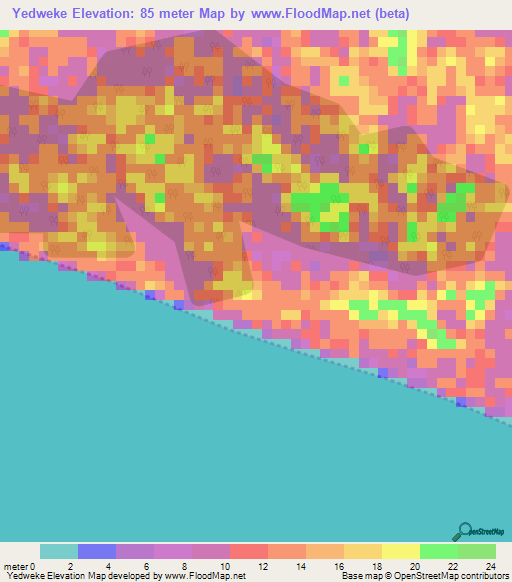 Yedweke,Liberia Elevation Map