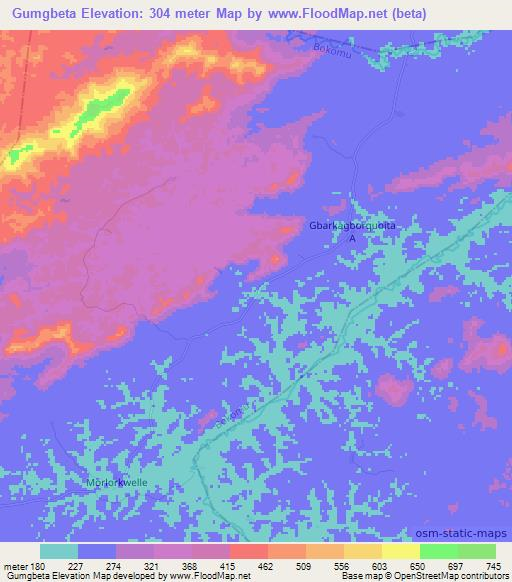 Gumgbeta,Liberia Elevation Map