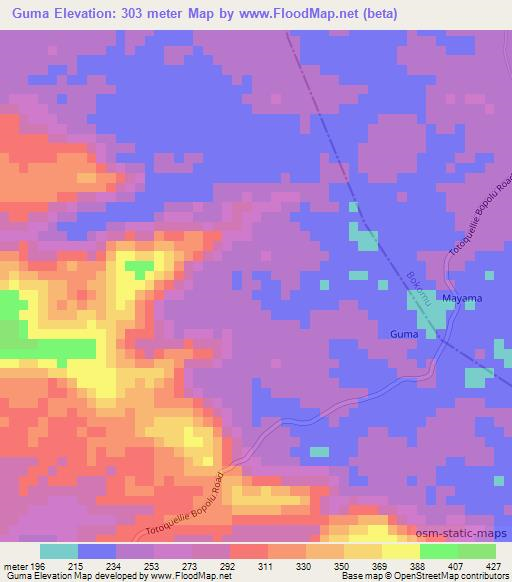 Guma,Liberia Elevation Map