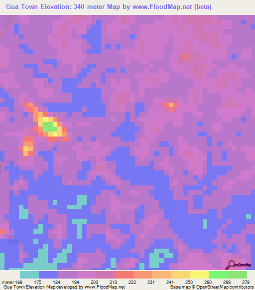 Gua Town,Liberia Elevation Map