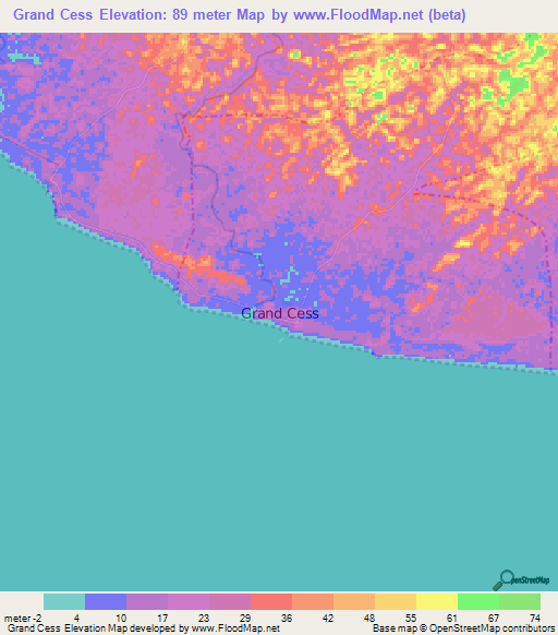 Grand Cess,Liberia Elevation Map