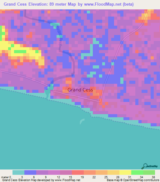 Grand Cess,Liberia Elevation Map