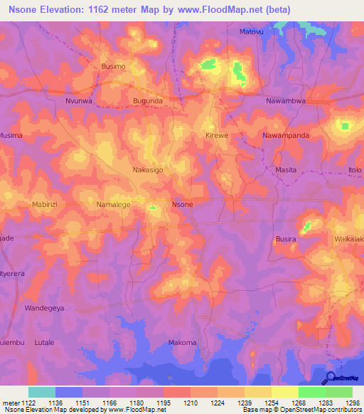 Nsone,Uganda Elevation Map