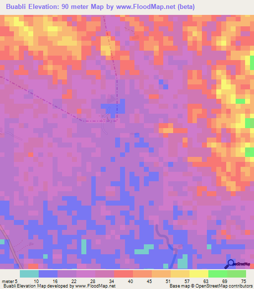 Buabli,Liberia Elevation Map