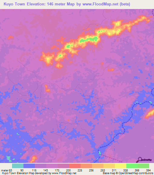 Kuyo Town,Liberia Elevation Map