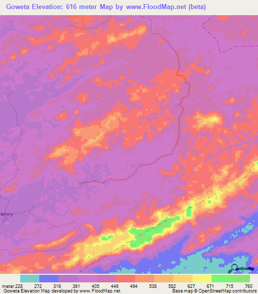 Goweta,Liberia Elevation Map