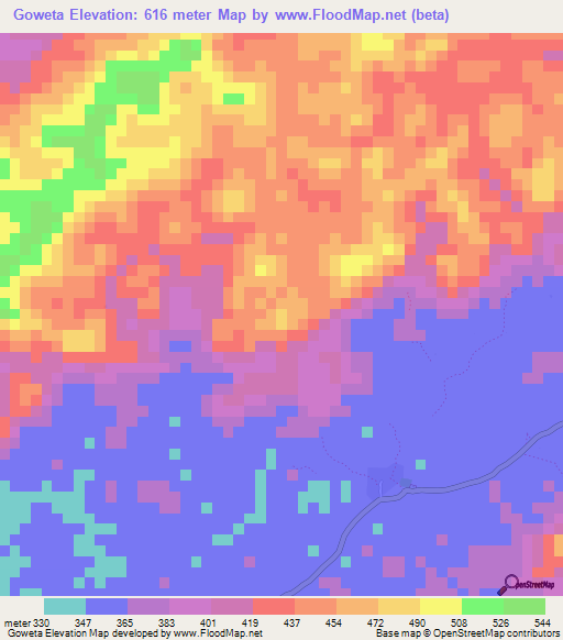 Goweta,Liberia Elevation Map