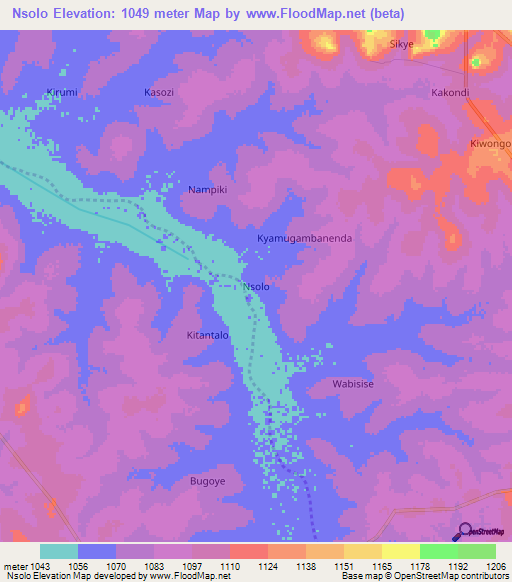 Nsolo,Uganda Elevation Map