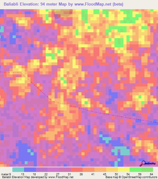 Baliabli,Liberia Elevation Map