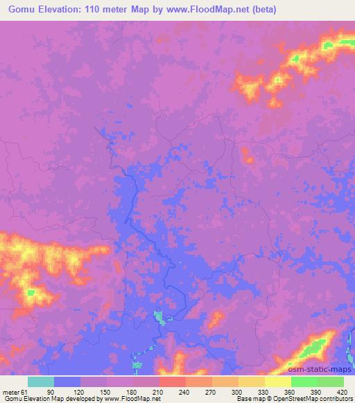 Gomu,Liberia Elevation Map