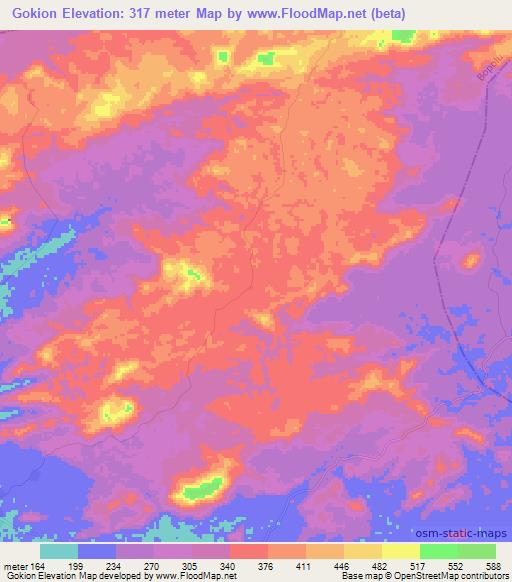 Gokion,Liberia Elevation Map