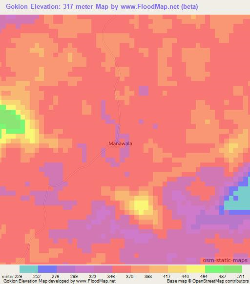 Gokion,Liberia Elevation Map