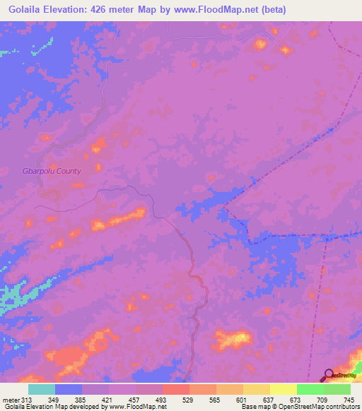 Golaila,Liberia Elevation Map