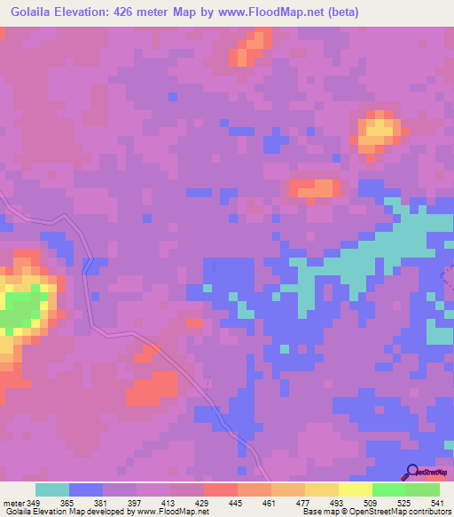 Golaila,Liberia Elevation Map