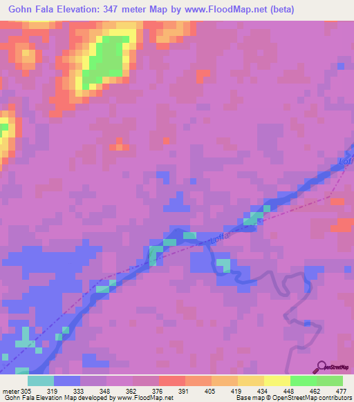 Gohn Fala,Liberia Elevation Map