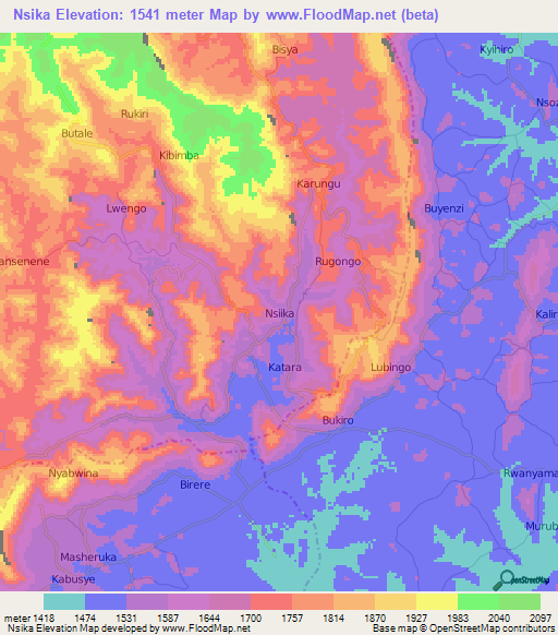 Nsika,Uganda Elevation Map