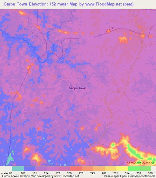 Garpu Town,Liberia Elevation Map