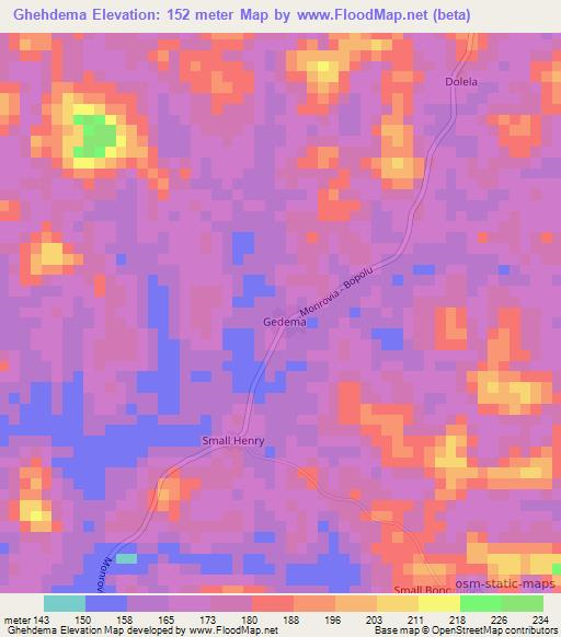 Ghehdema,Liberia Elevation Map