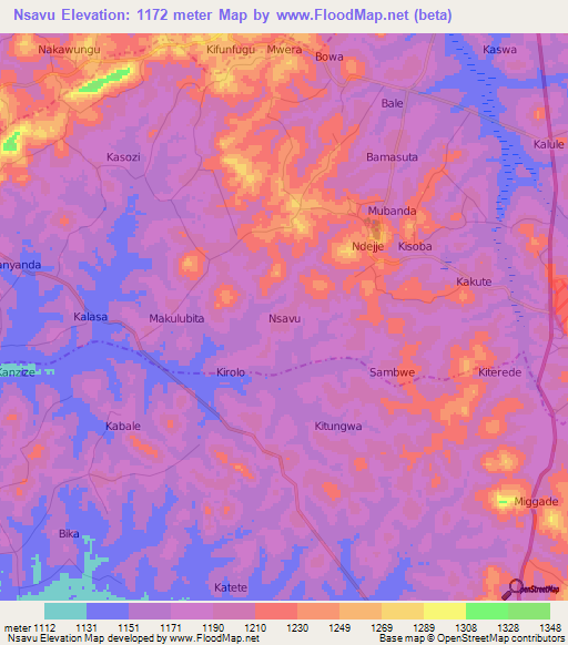 Nsavu,Uganda Elevation Map