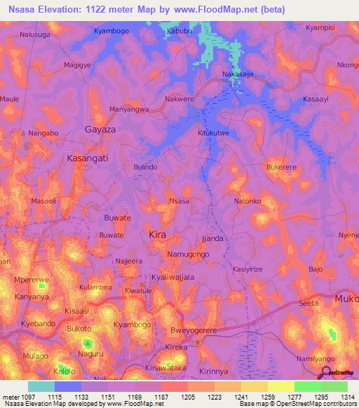 Nsasa,Uganda Elevation Map