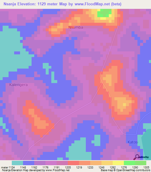 Nsanja,Uganda Elevation Map