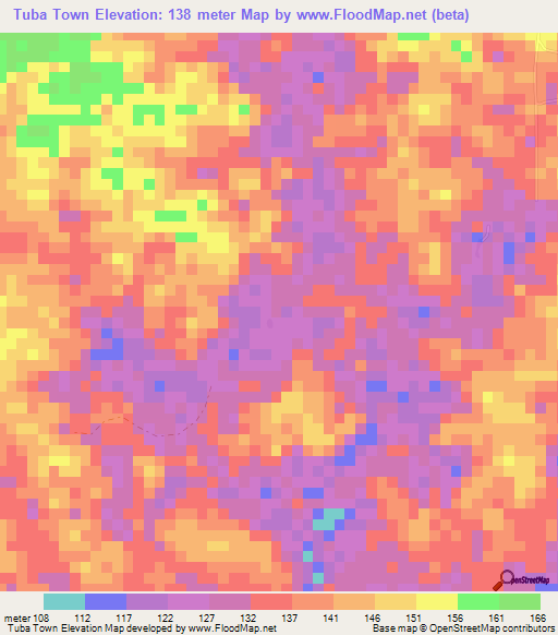 Tuba Town,Liberia Elevation Map