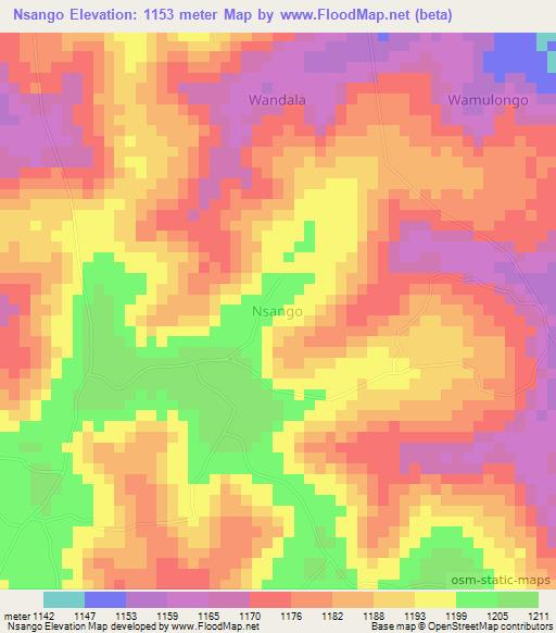 Nsango,Uganda Elevation Map