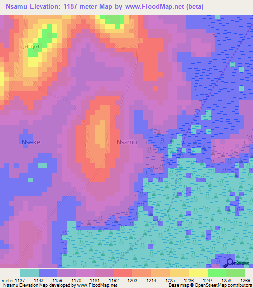 Nsamu,Uganda Elevation Map