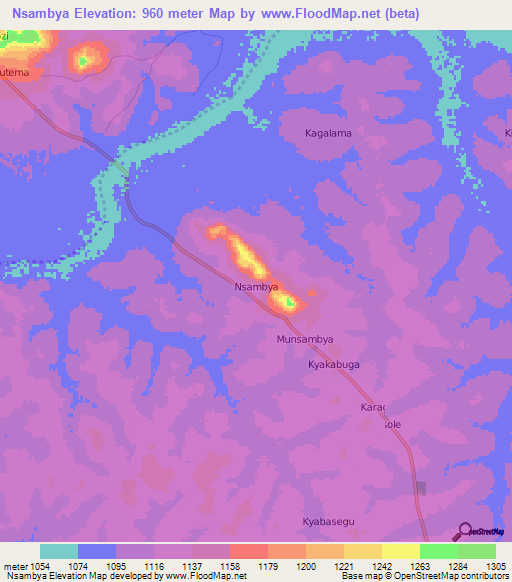 Nsambya,Uganda Elevation Map