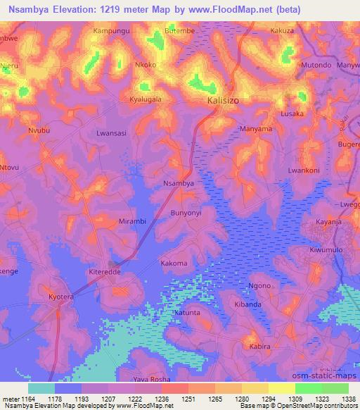 Nsambya,Uganda Elevation Map