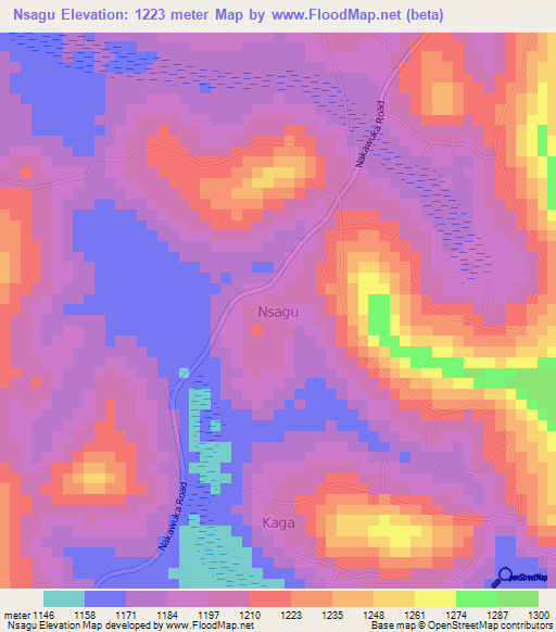 Nsagu,Uganda Elevation Map